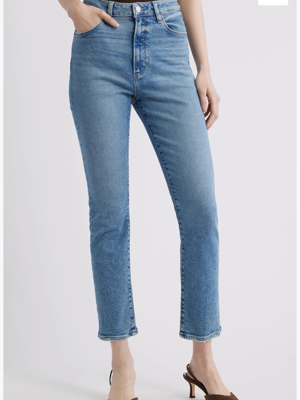 PAIGE BILLIE Light Blue High-Rise Ankle Jeans